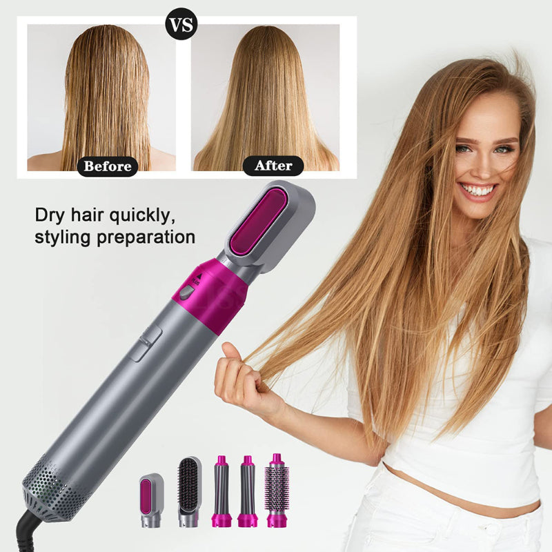 5 In 1 Detachable Hair Dryer Electric Blow Dryer Comb Negative Ion Straightener & Hair Curler